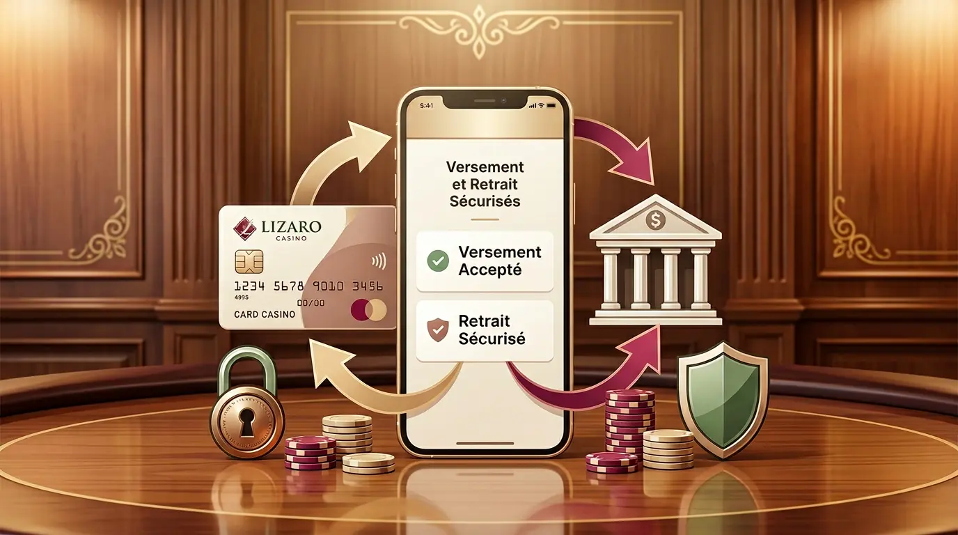 Méthodes de paiement et retraits sécurisés sur un casino en ligne avec carte, smartphone et repères de sécurité